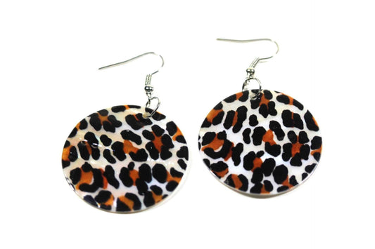 Leopard Print Mother Of Pearl Earrings