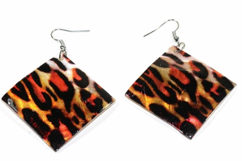 Leopard Print Mother Of Pearl Earrings