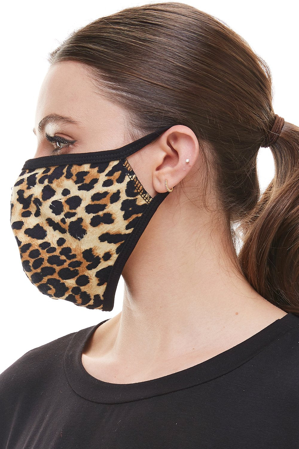 Leopard animal fashion washable reusable breathable fabric ear loop