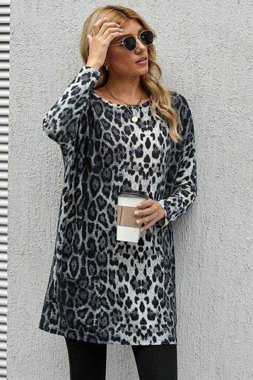 Leopard Print Long Sleeve Casual Top