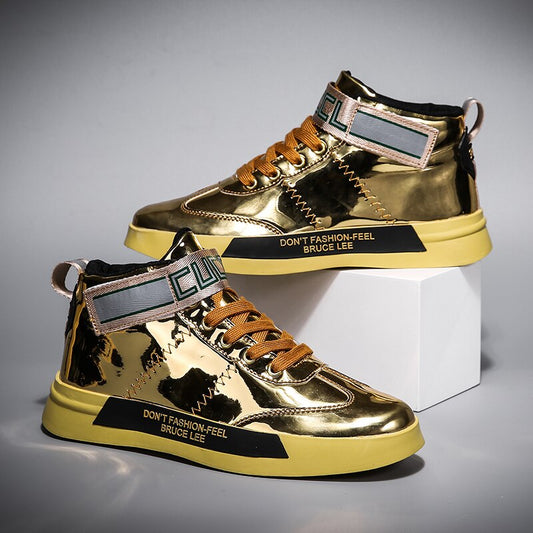 2022 Men Sneakers Casual Shoes Gold Glitter Bling Fashion Casual