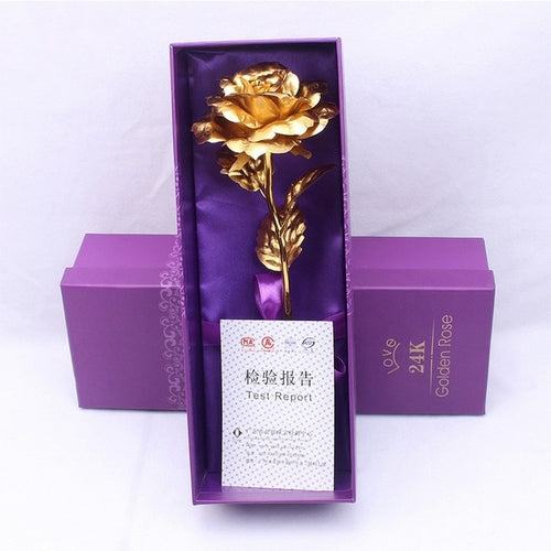 24k Gold Foil Rose Flower Creative Gift Emulated Flower Valentine's