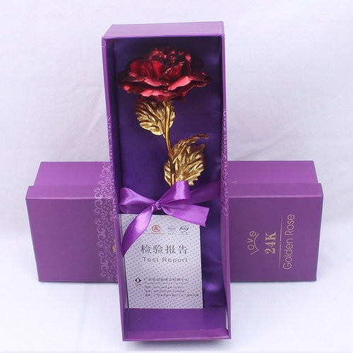 24k Gold Foil Rose Flower Creative Gift Emulated Flower Valentine's