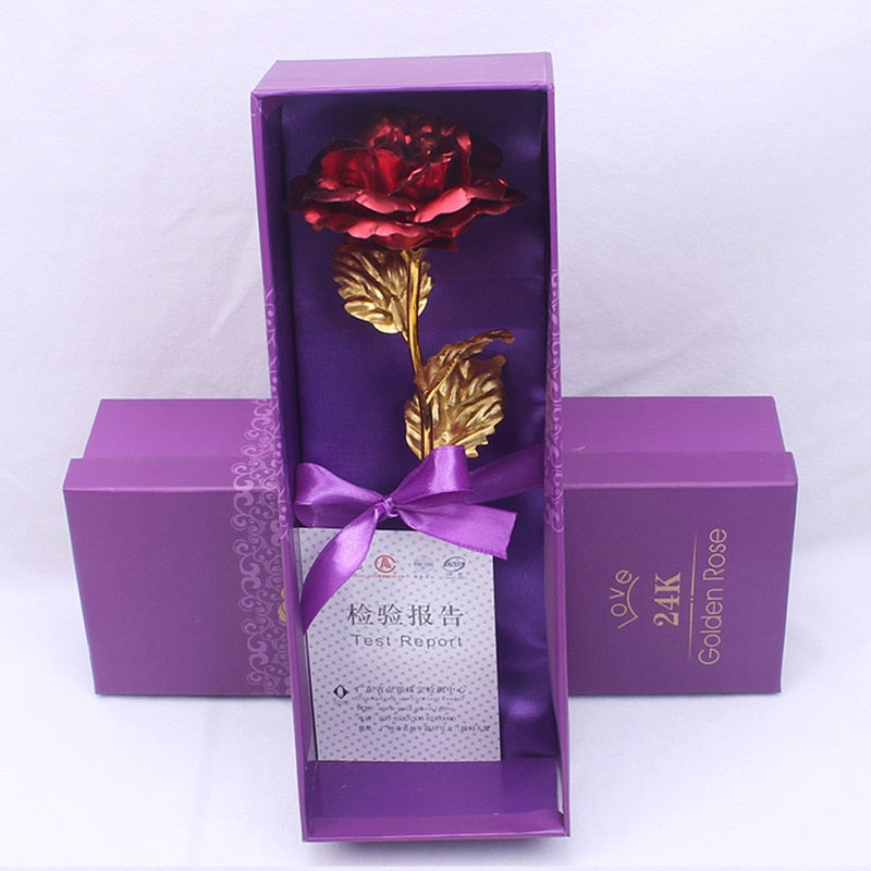 24k Gold Foil Rose Flower Creative Gift Emulated Flower Valentine's