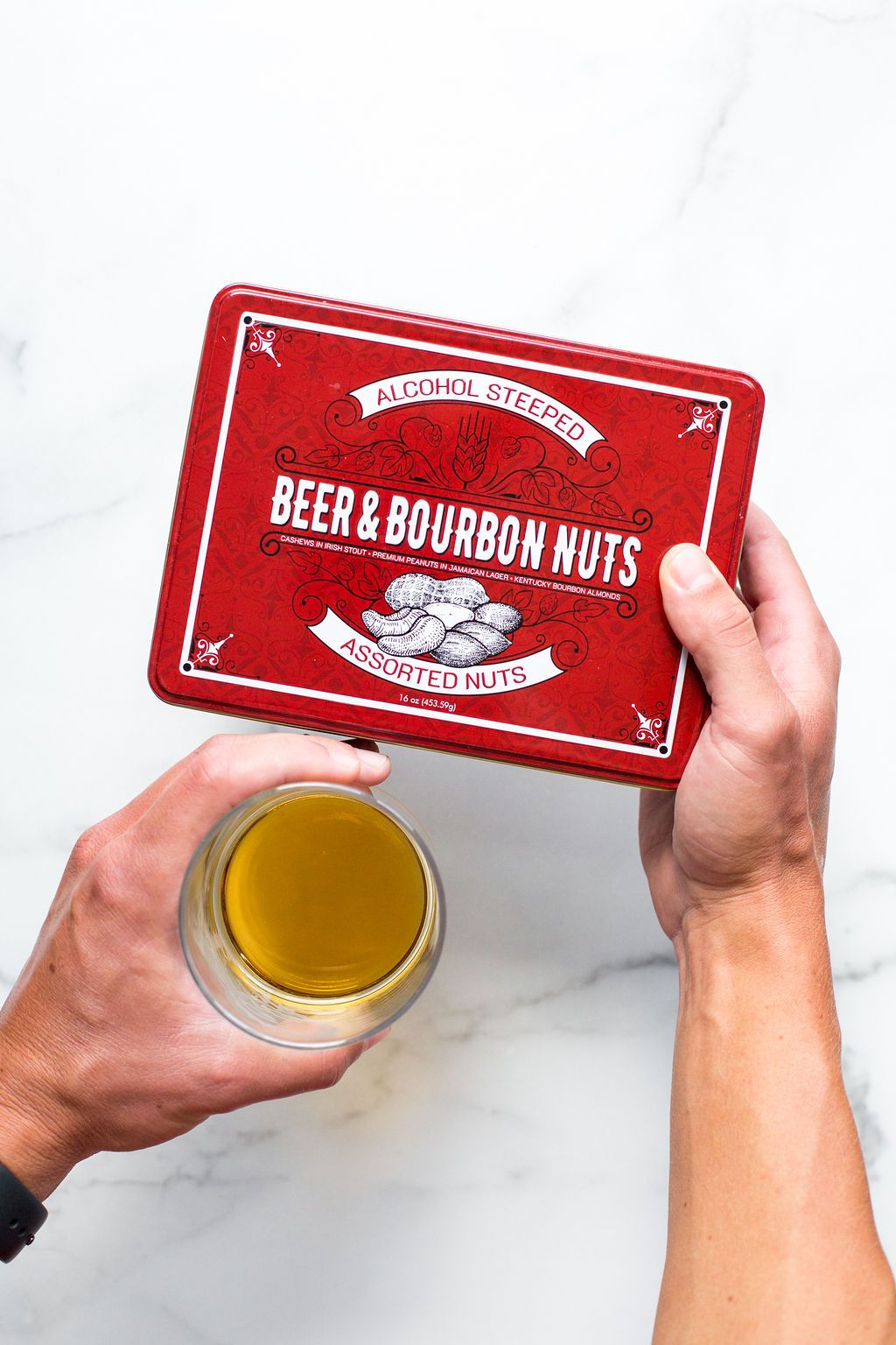 Beer & Bourbon Liquor Nuts Gift Tin  - 16oz