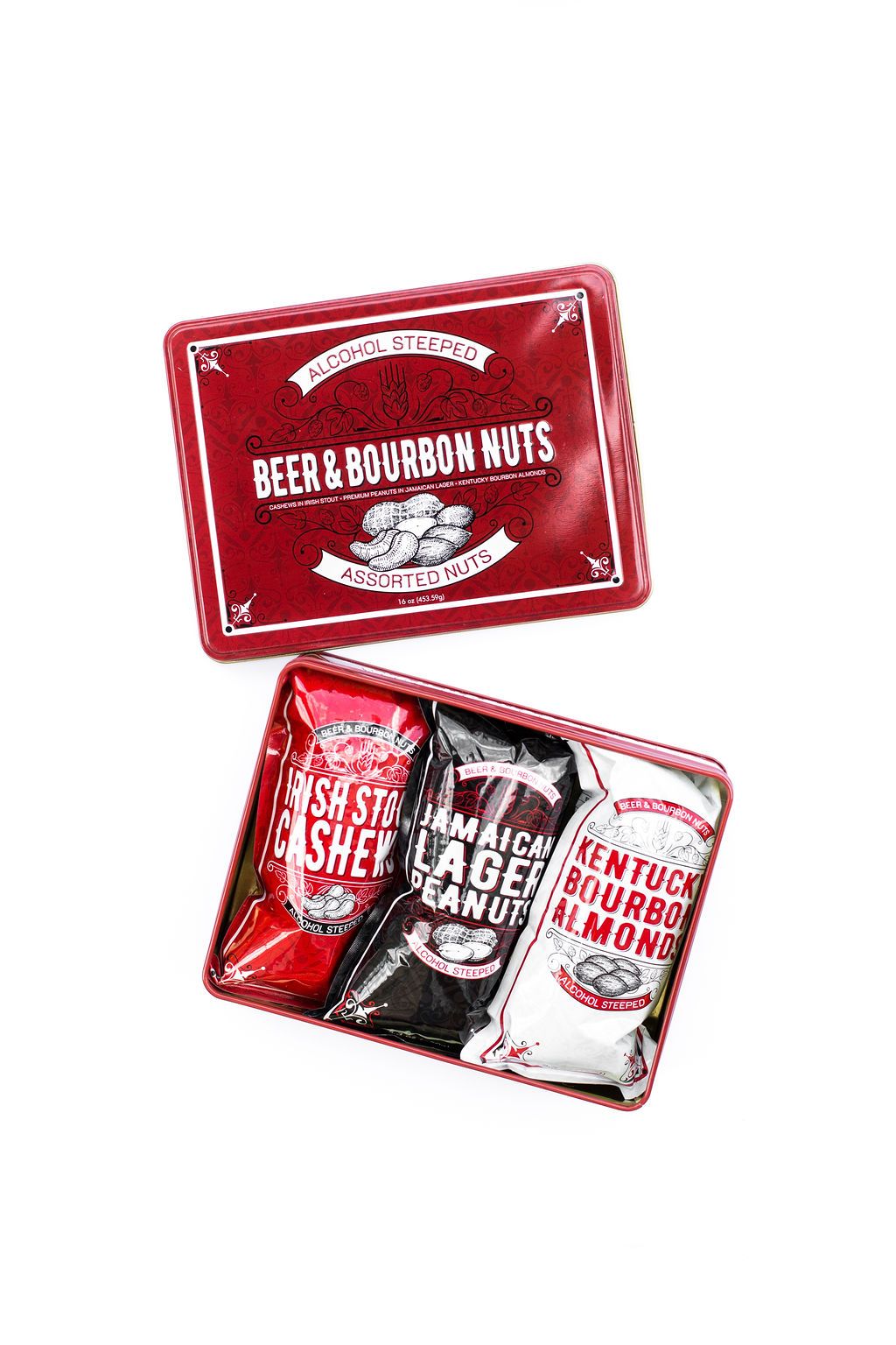 Beer & Bourbon Liquor Nuts Gift Tin  - 16oz