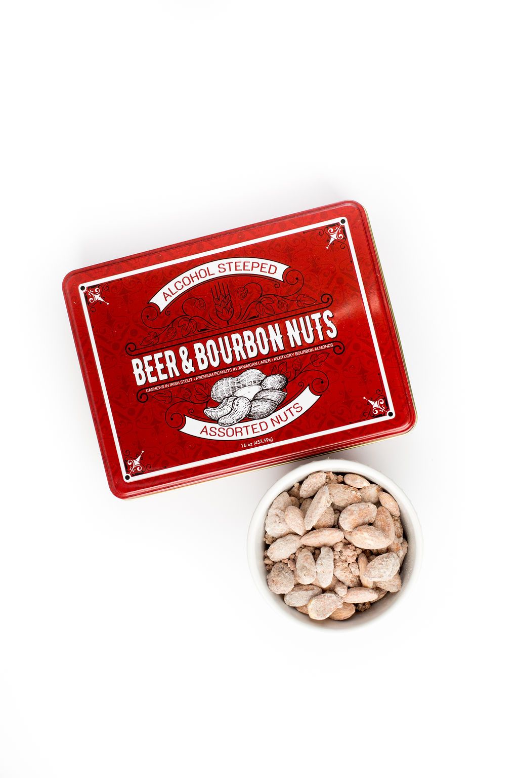 Beer & Bourbon Liquor Nuts Gift Tin  - 16oz