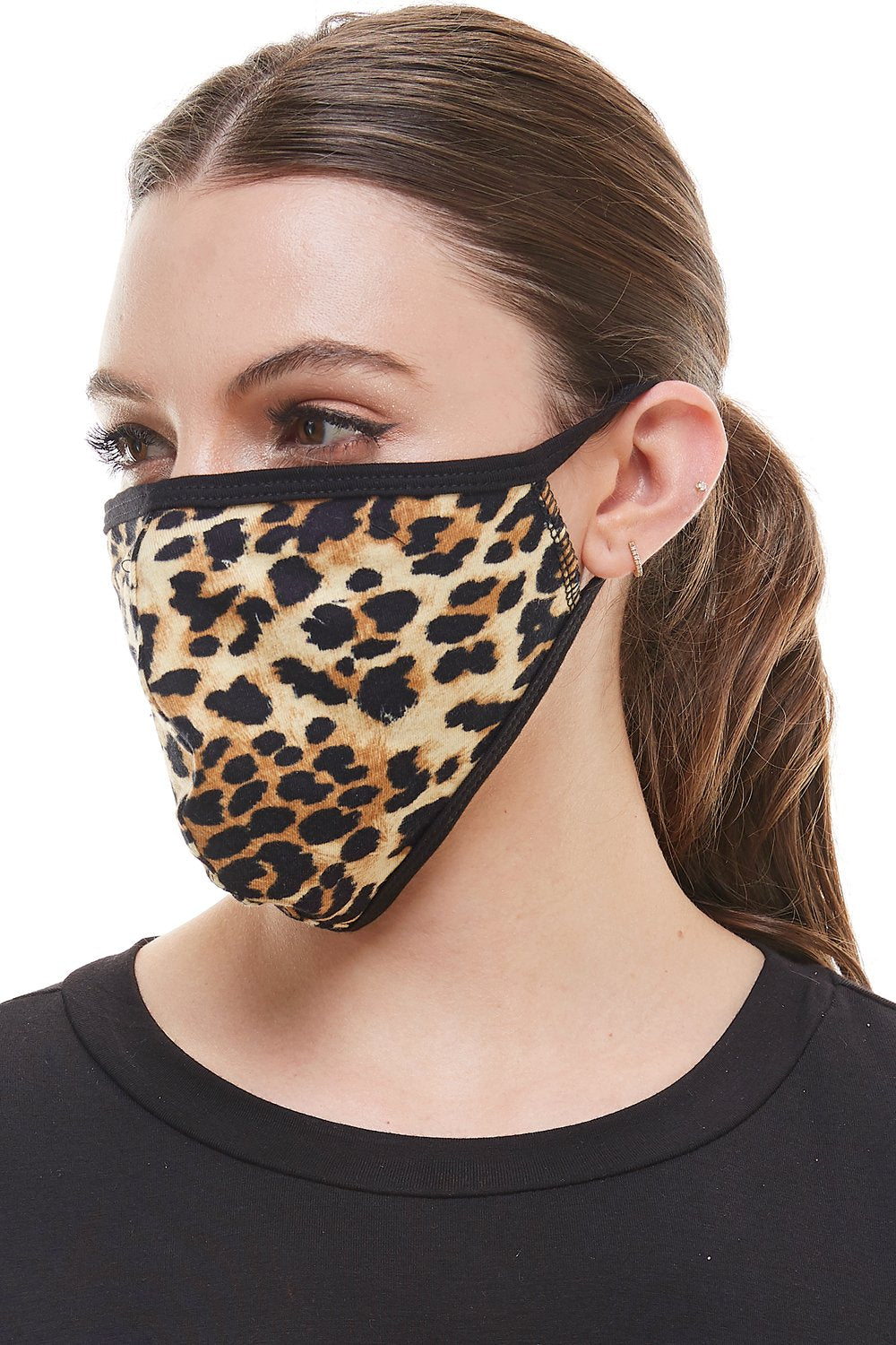 Leopard animal fashion washable reusable breathable fabric ear loop