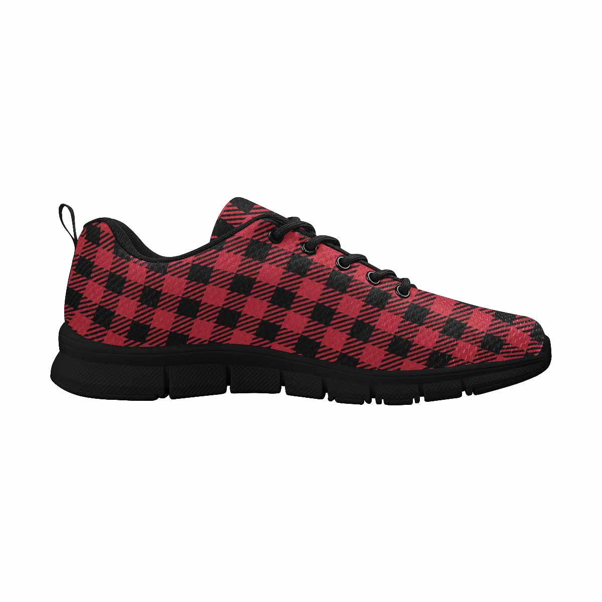 Uniquely You Sneakers for Men, Buffalo Plaid Red and Black Running