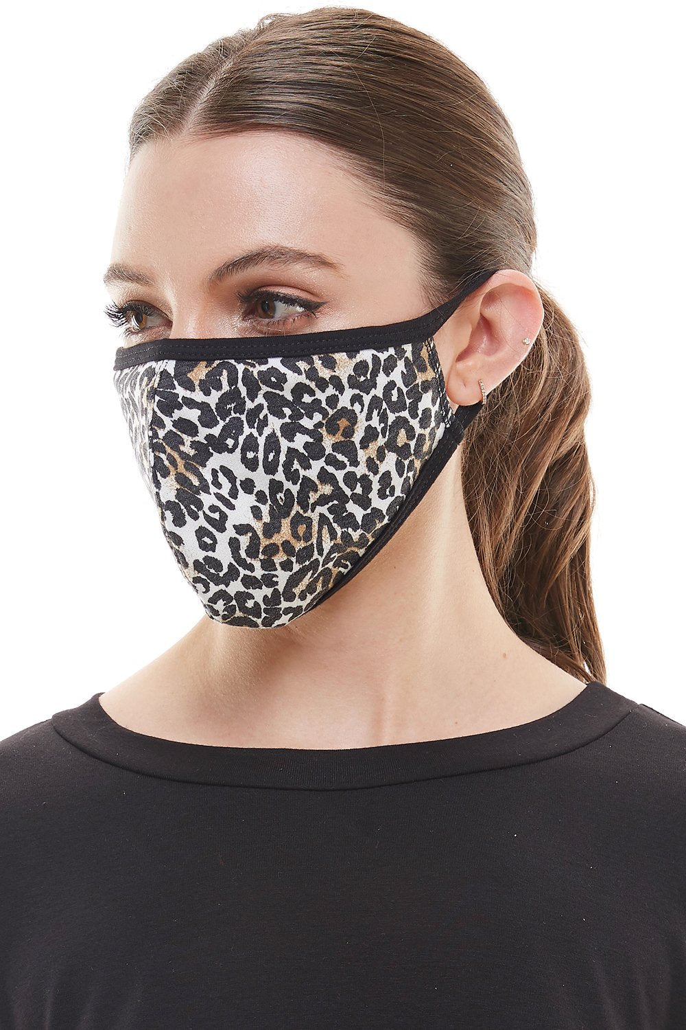 Leopard animal fashion washable reusable breathable fabric ear loop