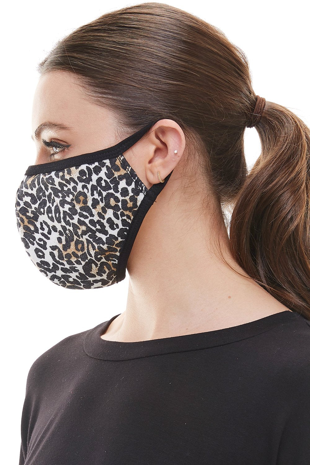 Leopard animal fashion washable reusable breathable fabric ear loop