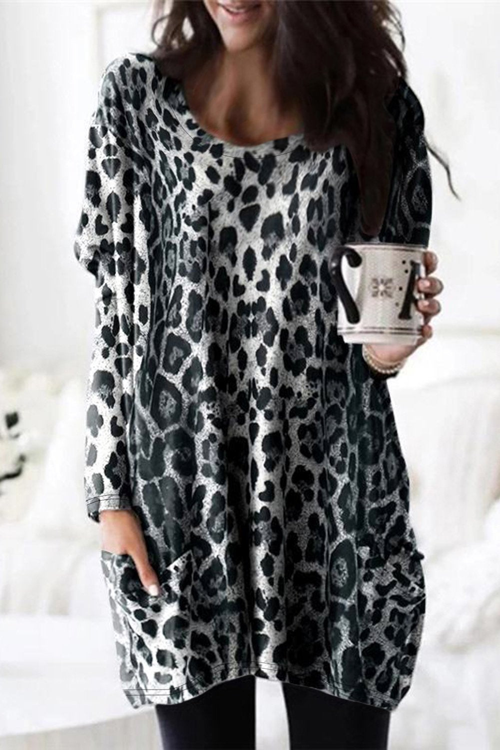 Leopard Print Long Sleeve Casual Top