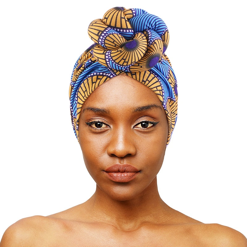 African Print Turban for Women 2022 New Fashion Pre Made Top Knot Head