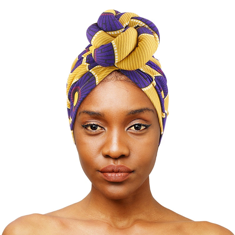 African Print Turban for Women 2022 New Fashion Pre Made Top Knot Head