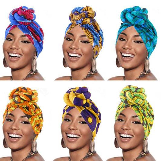 African Print Turban for Women 2022 New Fashion Pre Made Top Knot Head