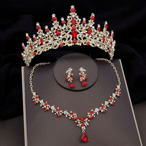 Baroque Fashion Bridal Jewelry Sets Luxury Crown Earrings Choker