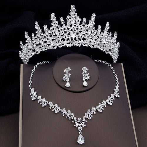 Baroque Fashion Bridal Jewelry Sets Luxury Crown Earrings Choker