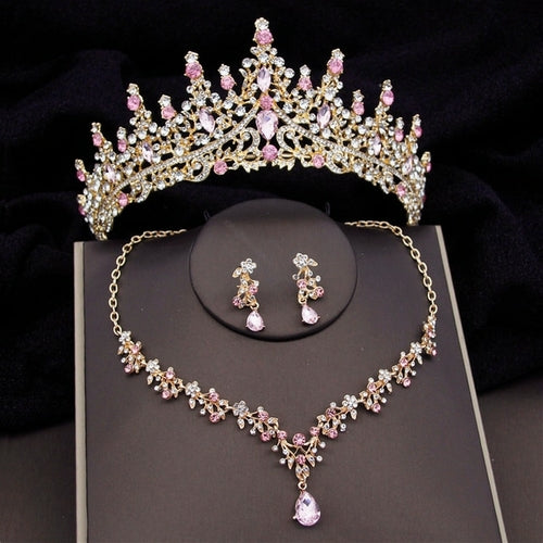 Baroque Fashion Bridal Jewelry Sets Luxury Crown Earrings Choker