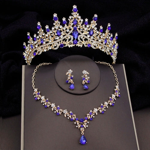 Baroque Fashion Bridal Jewelry Sets Luxury Crown Earrings Choker