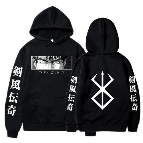 Berserk Guts Hoodies Japanese Anime Graphic Harajuku Gothic Hoody Men