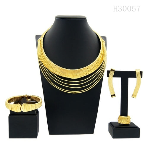 Classic Brazilian Gold Style Woman Jewelry Set Original Gold Plated