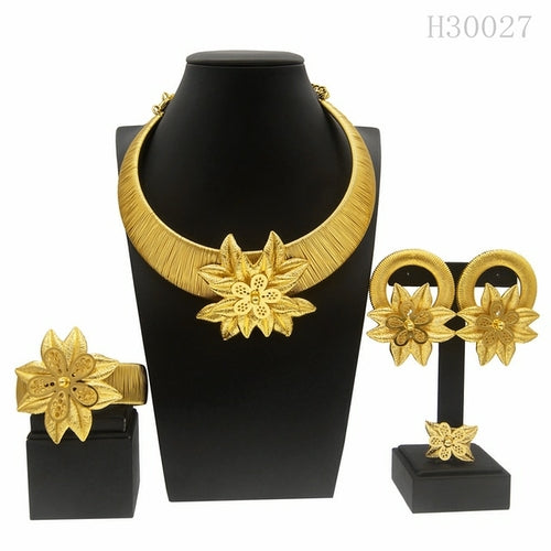 Classic Brazilian Gold Style Woman Jewelry Set Original Gold Plated