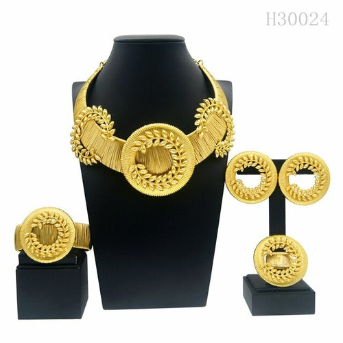 Classic Brazilian Gold Style Woman Jewelry Set Original Gold Plated