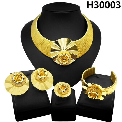 Classic Brazilian Gold Style Woman Jewelry Set Original Gold Plated