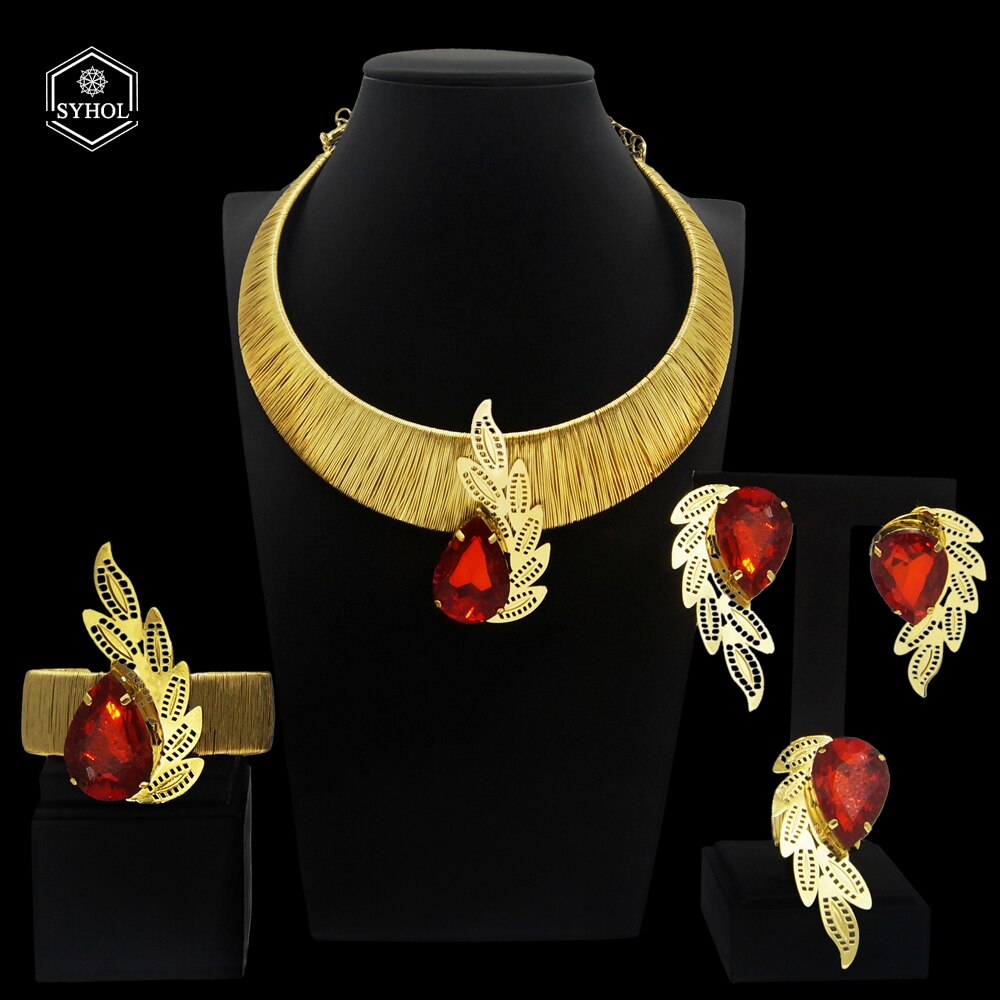 Classic Brazilian Gold Style Woman Jewelry Set Original Gold Plated