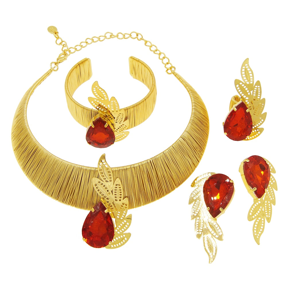 Classic Brazilian Gold Style Woman Jewelry Set Original Gold Plated