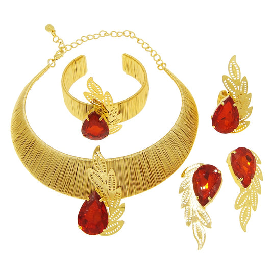 Classic Brazilian Gold Style Woman Jewelry Set Original Gold Plated