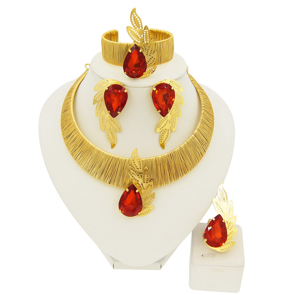 Classic Brazilian Gold Style Woman Jewelry Set Original Gold Plated