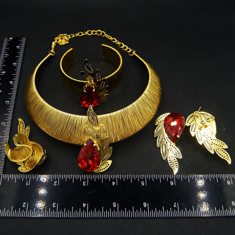 Classic Brazilian Gold Style Woman Jewelry Set Original Gold Plated