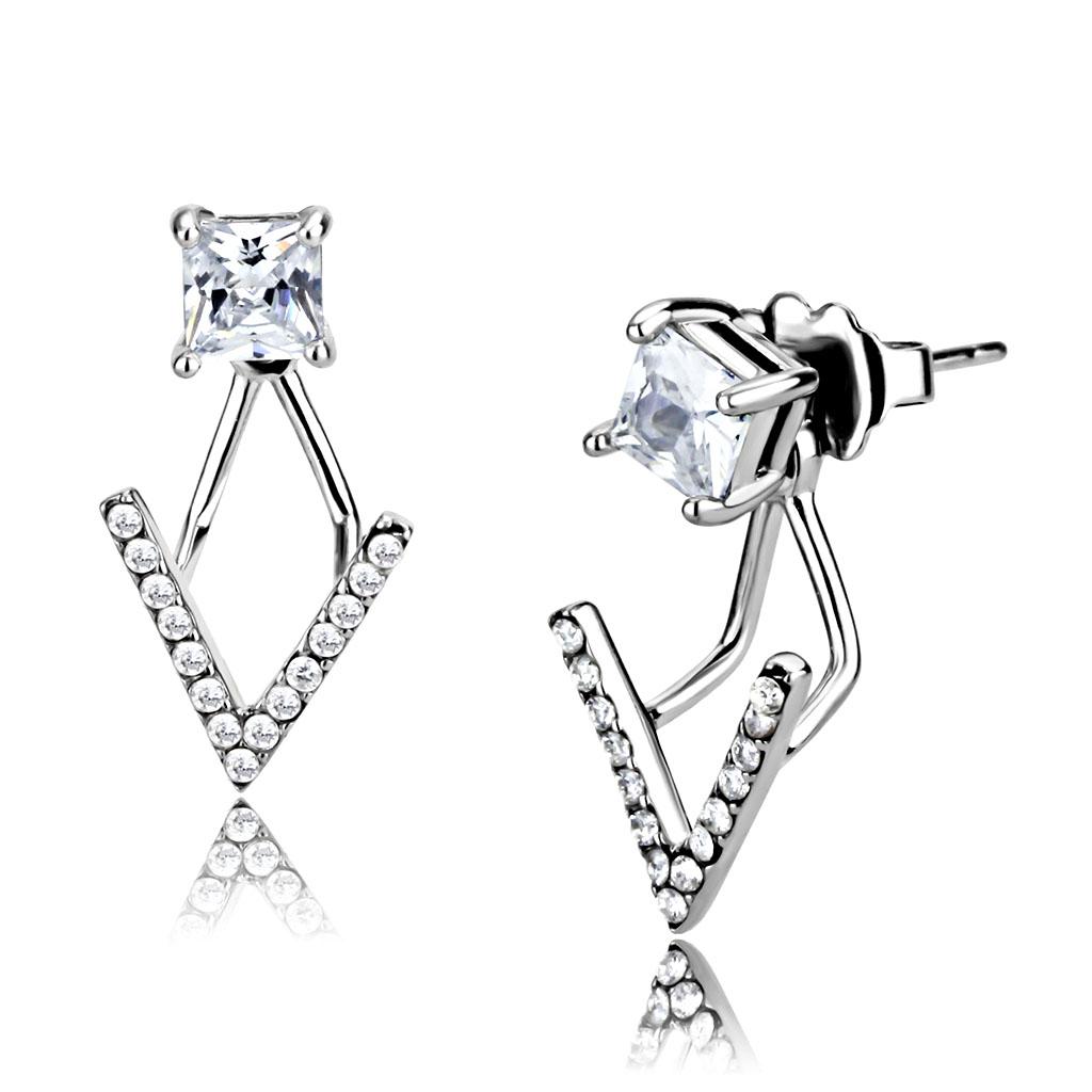 Women Stainless Steel Cubic Zirconia Earrings