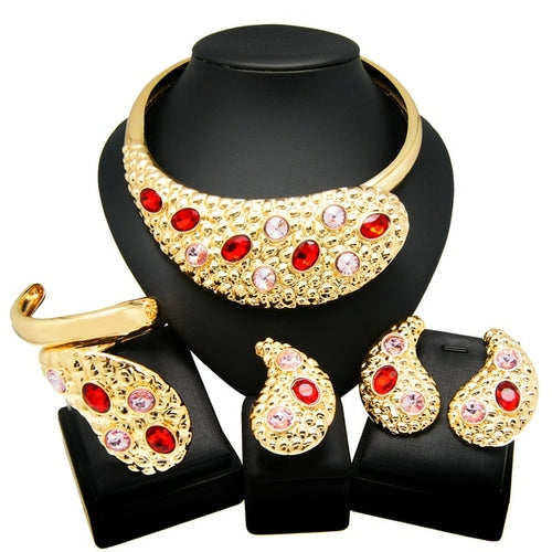 Fashion Woman Jewelry Set Big Leopard Necklace Plating Real Gold