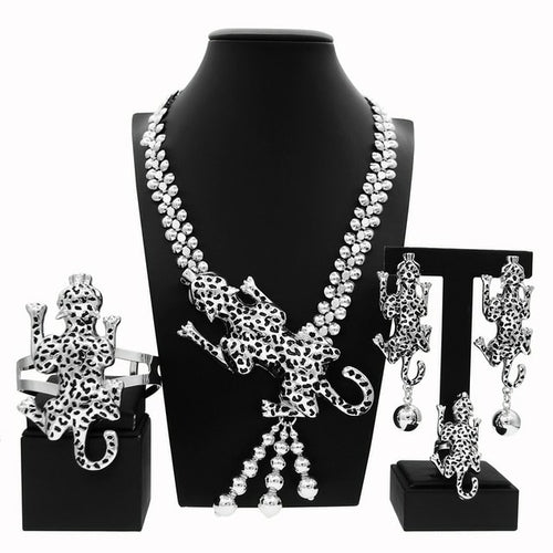 Fashion Woman Jewelry Set Big Leopard Necklace Plating Real Gold