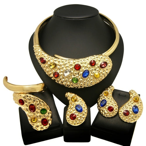 Fashion Woman Jewelry Set Big Leopard Necklace Plating Real Gold