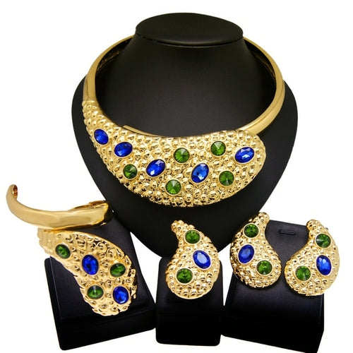 Fashion Woman Jewelry Set Big Leopard Necklace Plating Real Gold