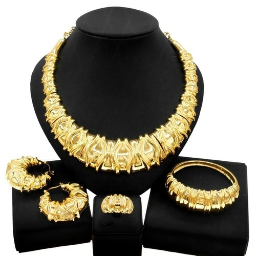 Fashion Woman Necklace Jewelry Set Electric Italy Gold Plated Pendant