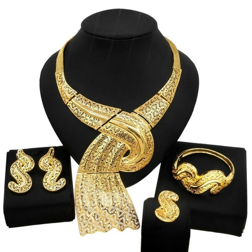 Fashion Woman Necklace Jewelry Set Electric Italy Gold Plated Pendant