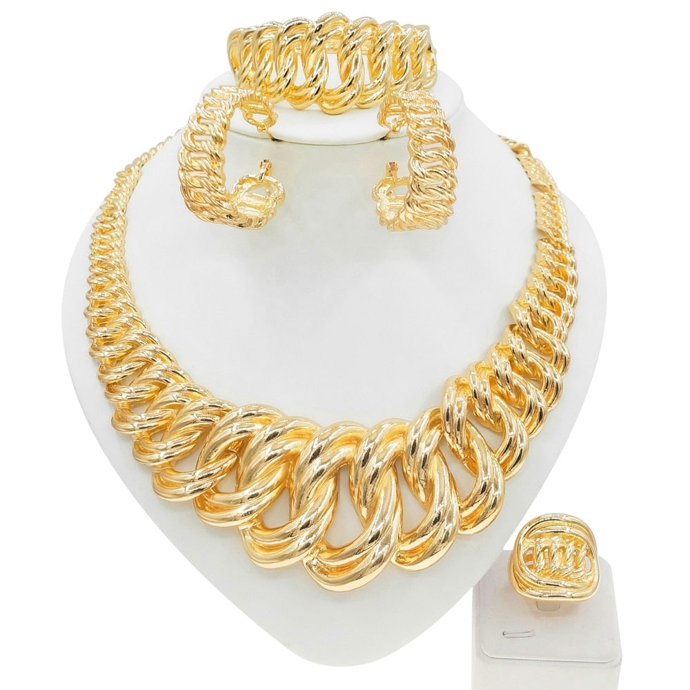 Fashion Woman Necklace Jewelry Set Electric Italy Gold Plated Pendant