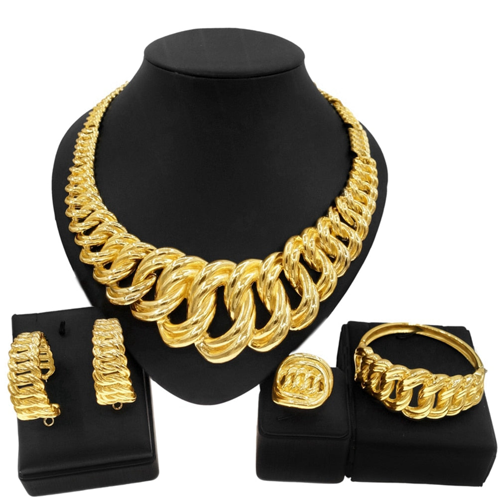 Fashion Woman Necklace Jewelry Set Electric Italy Gold Plated Pendant