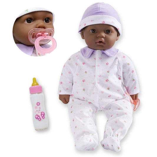 La Baby 16 in. Soft Body African American Baby Doll in Purple Outfit