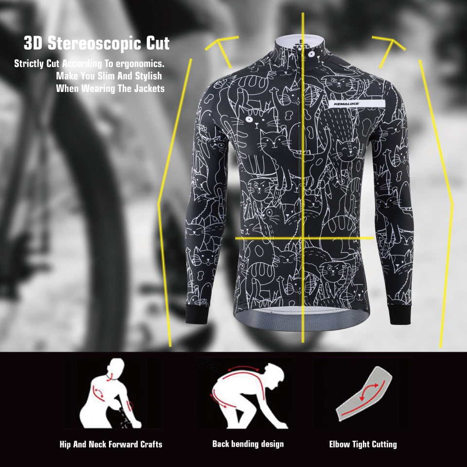 Kemaloce Winter Cycling Jackets Men Fleece Long Sleeves High End Bike