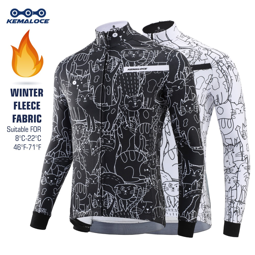 Kemaloce Winter Cycling Jackets Men Fleece Long Sleeves High End Bike