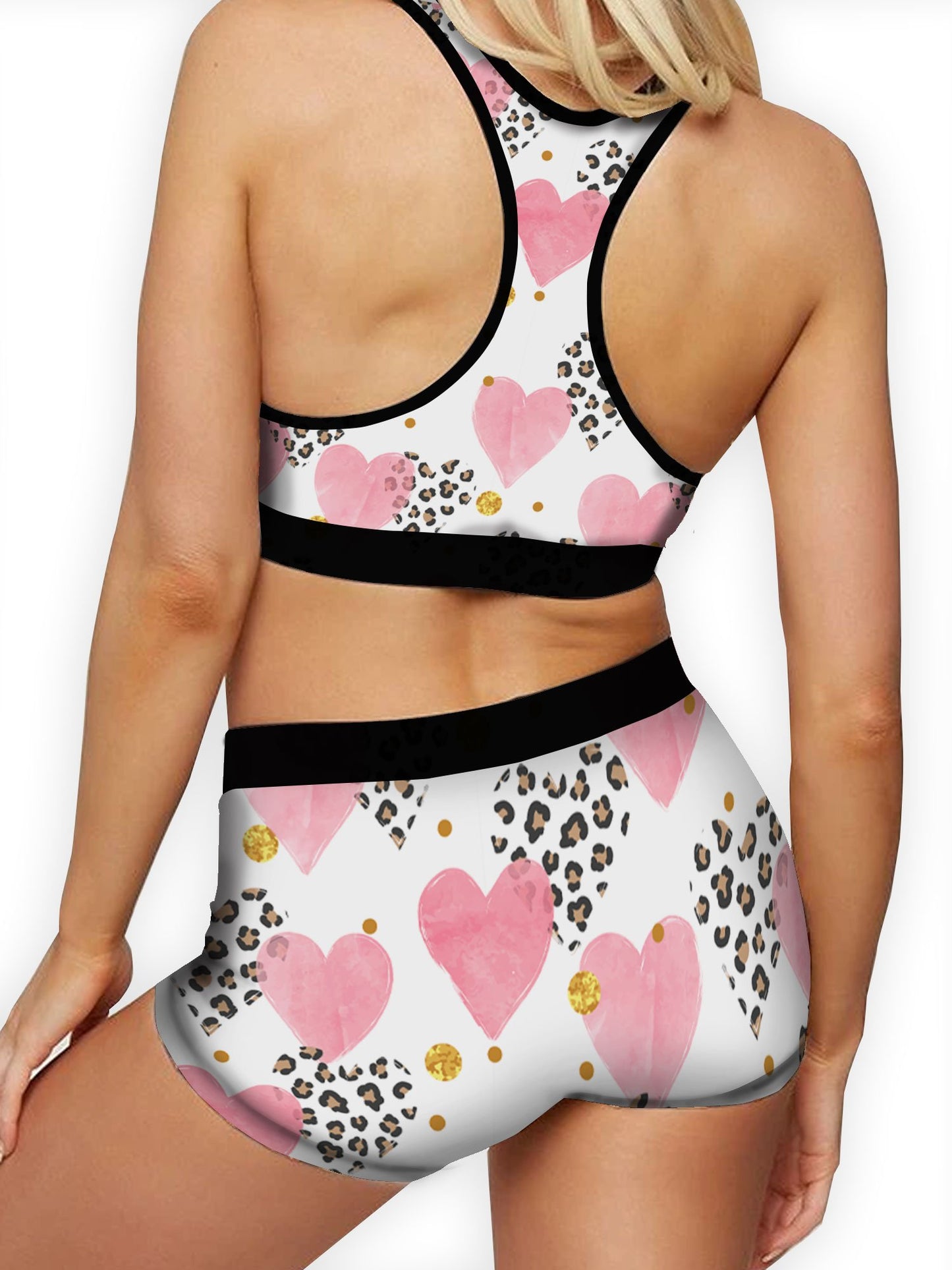 Mixed Leopard Hearts Ellie Sports Bra