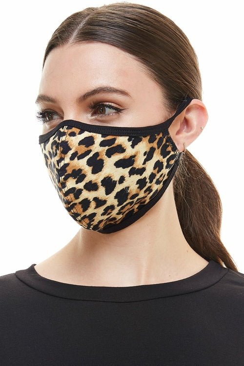 Leopard animal fashion washable reusable breathable fabric ear loop