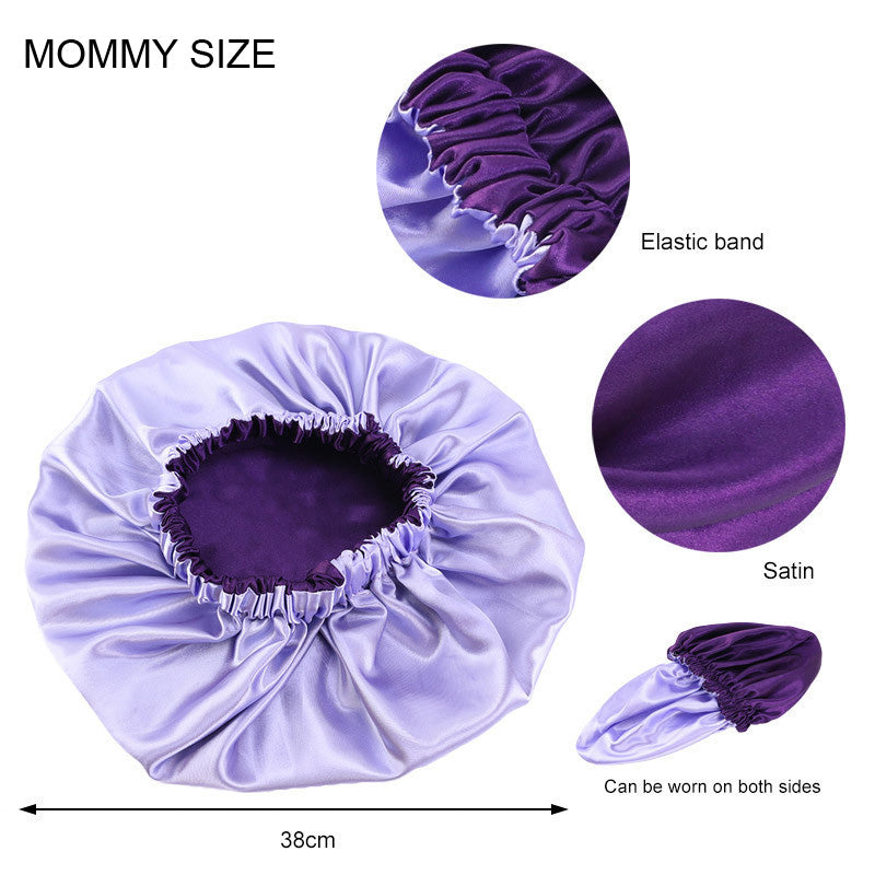 Mommy And Baby 2pcs Set Satin Bonnet for curly Hair Double Layer Silky