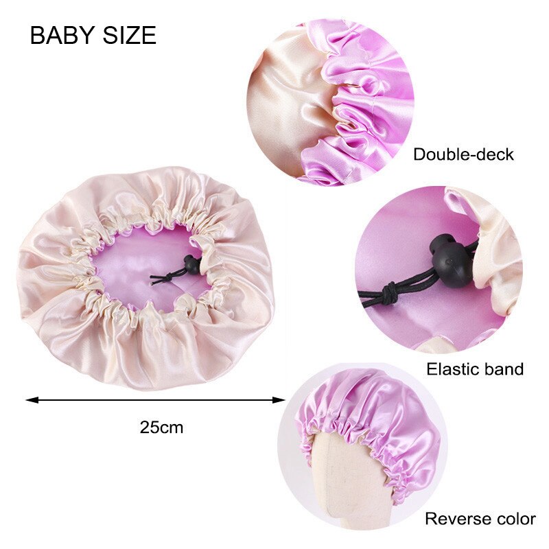 Mommy And Baby 2pcs Set Satin Bonnet for curly Hair Double Layer Silky