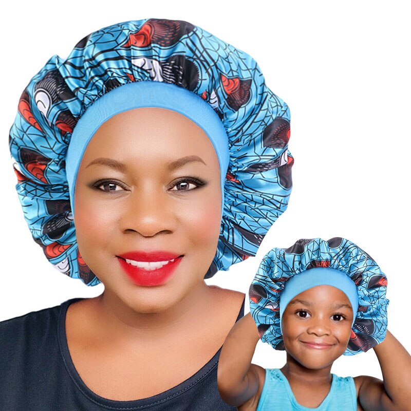 Mommy and Me Satin Bonnet African Patterns Print Night Sleep Cap Baby